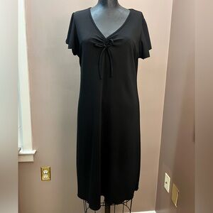 Y2K Casual Little Black Dress Ruched Front Tie Flutter Sleeve Size Large